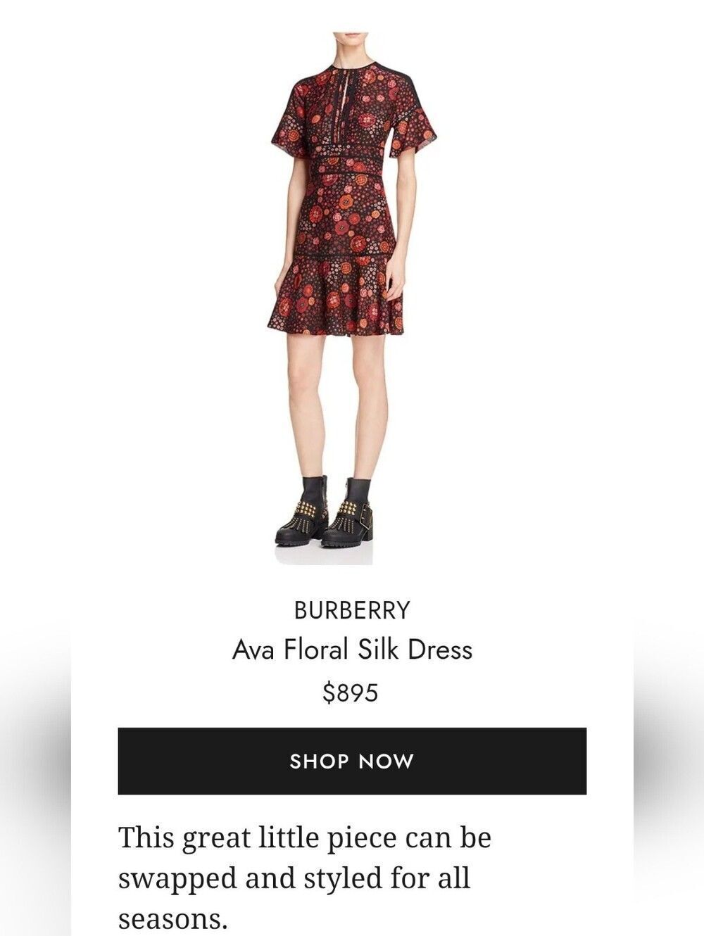 Burberry Ava Floral Silk Dress Sz 4 Nwot $895